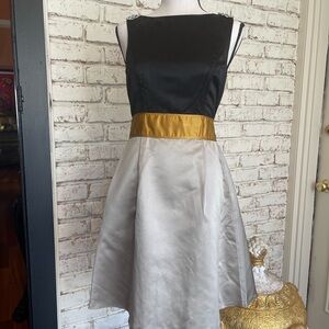 Vera Wang Lavender Label Gold and Silver A-Line Midi Dress